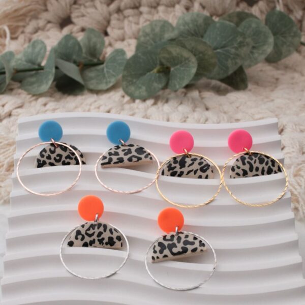 Ohrringe LEO NEON beige-schwarz