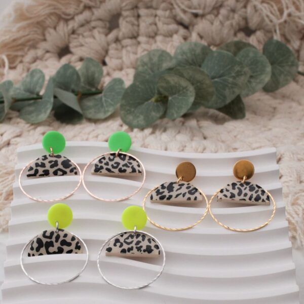 Ohrringe LEO NEON beige-schwarz – Bild 2