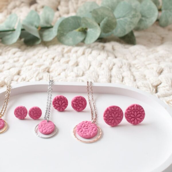 Halskette pinke Blumen – Bild 5