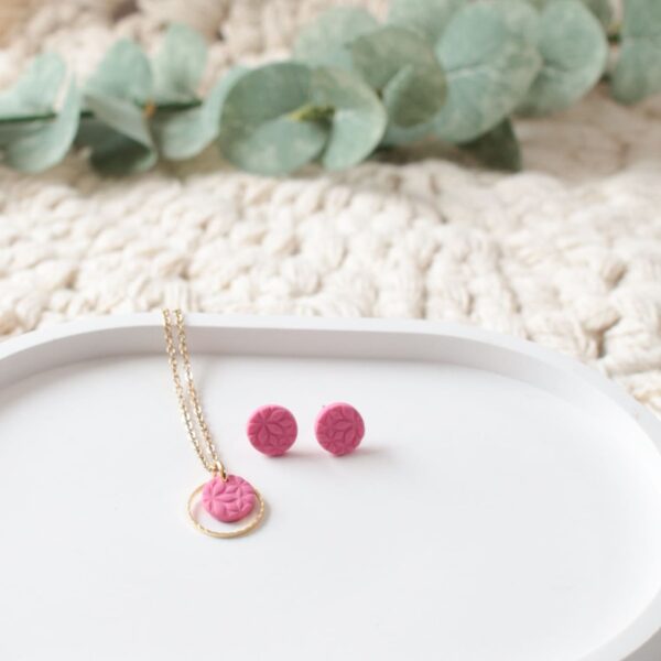 Halskette pinke Blumen – Bild 4