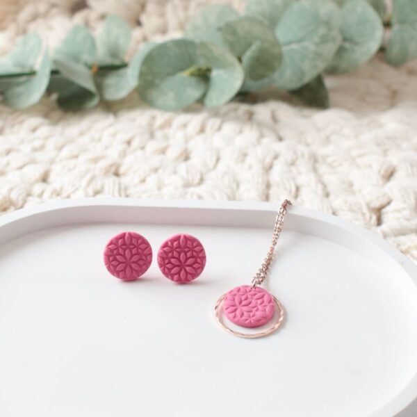 Halskette pinke Blumen – Bild 2
