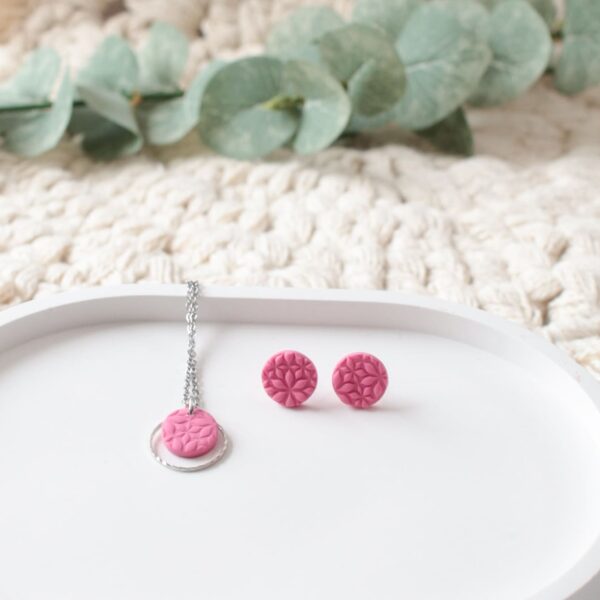 Halskette pinke Blumen – Bild 3