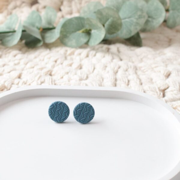 Ohrstecker blaues Zopfmuster – Bild 2