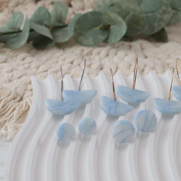 Creolen mit Halbkreisen in Pastell-Blau – Bild 2