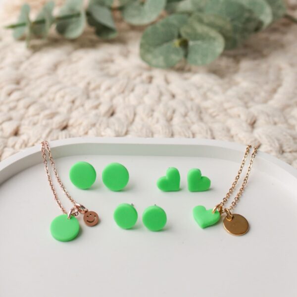 Ohrstecker und Kette in NEON-Grün