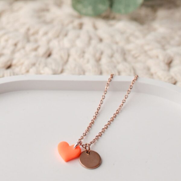 Ohrstecker und Kette in NEON-Orange – Bild 3