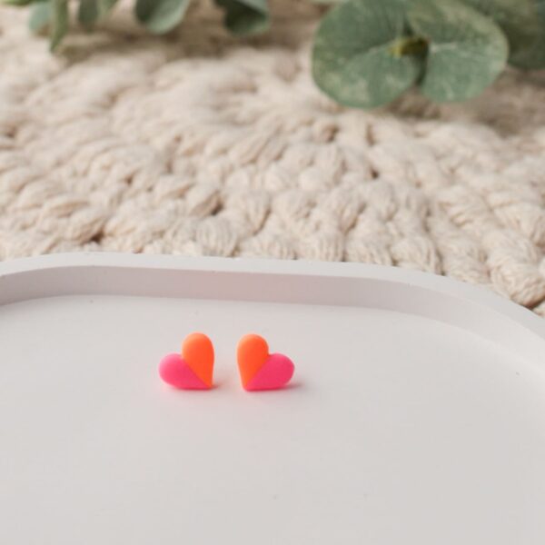 Ohrstecker und Paperclip-Halskette in NEON Orange-Pink – Bild 6