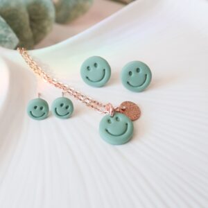 Ohrstecker und Kette Smile grün