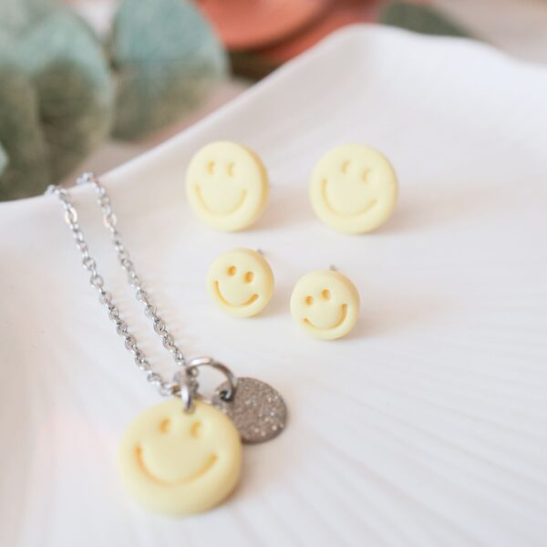 Ohrstecker und Kette Smile gelb