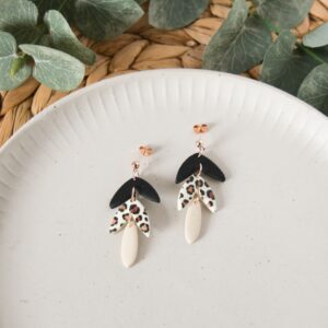 Ohrringe LEO dreiteilig schwarz-beige