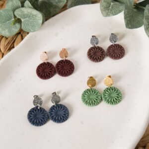 Herbstblume Ohrringe Rund klein