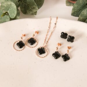 Schmuckset Klee Schwarz