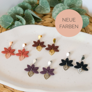 Lotus mit Blattanhänger - Ohrringe