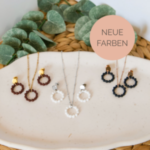 Bubble-Ringe Ohrringe und Halskette - Basic-Farben